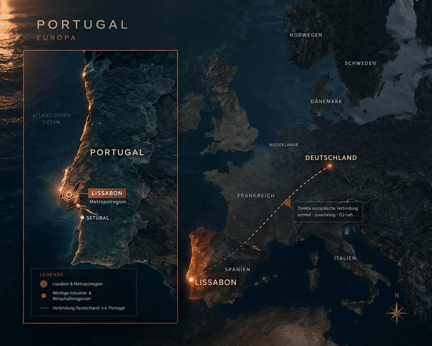 Lissabon — Verbindungen nach Mitteleuropa